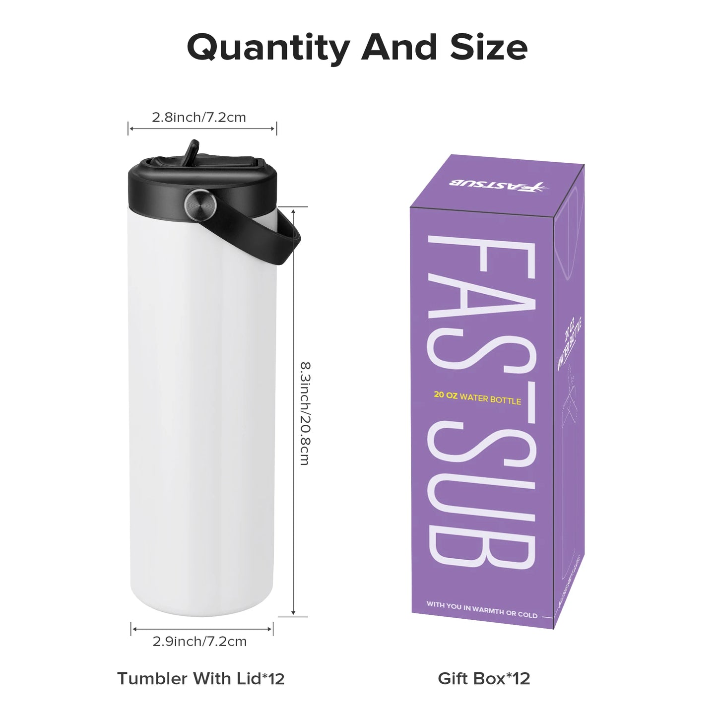Fastsub Sublimation Blanks Tumbler Vacuum Flask With Flip Lid