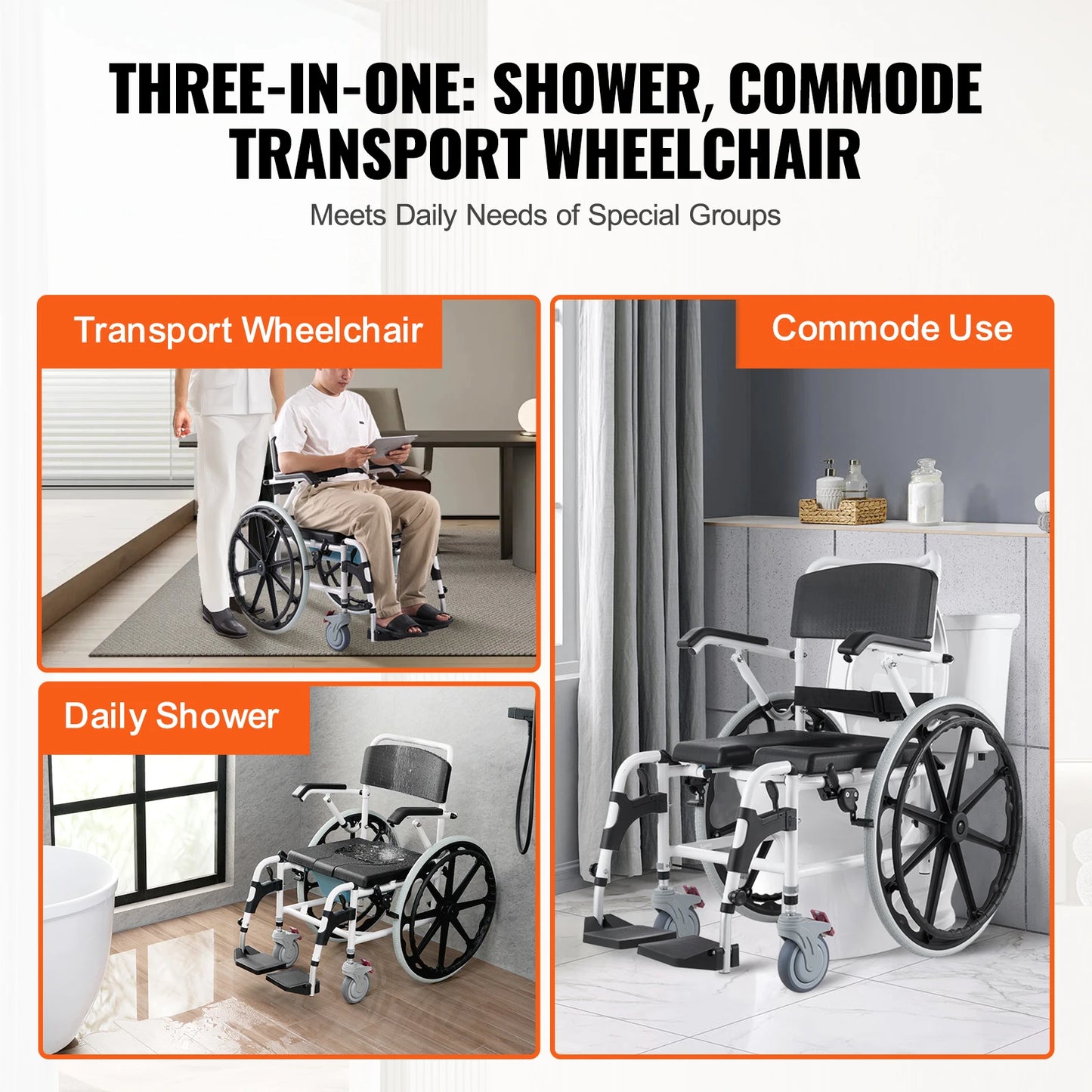 Shower Wheelchair For Inside Shower Rolling Chair 300 Lb Capacity