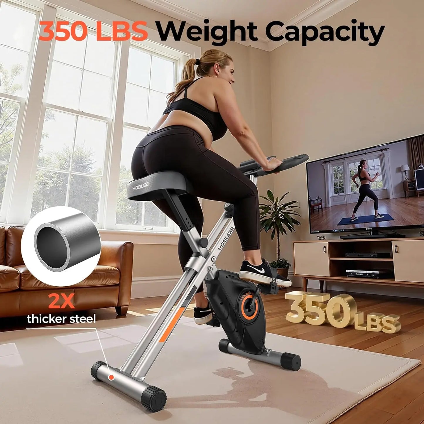 YOSUDA Folding Exercise Bike for Home Gym Cardio Training