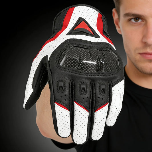 Men Motorcycle Riding Gloves Carbon Fiber Protective Gear For Summer
