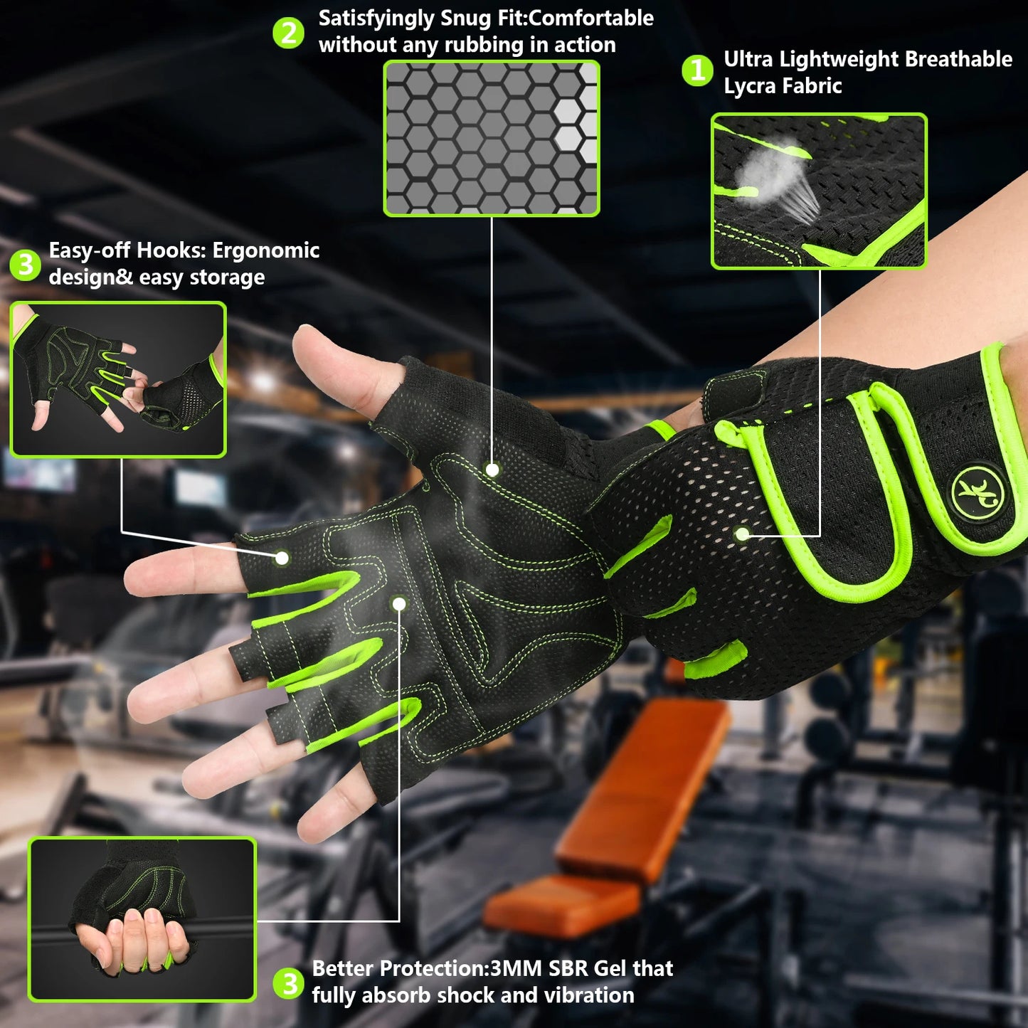 MoreOK Gym Gloves for Men and Women Weight Lifting Fitness