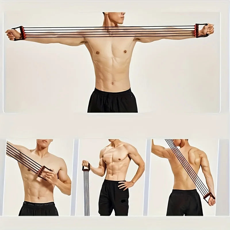 Novelty Moon Five Tube Chest Expander Adjustable Resistance 150 Lbs