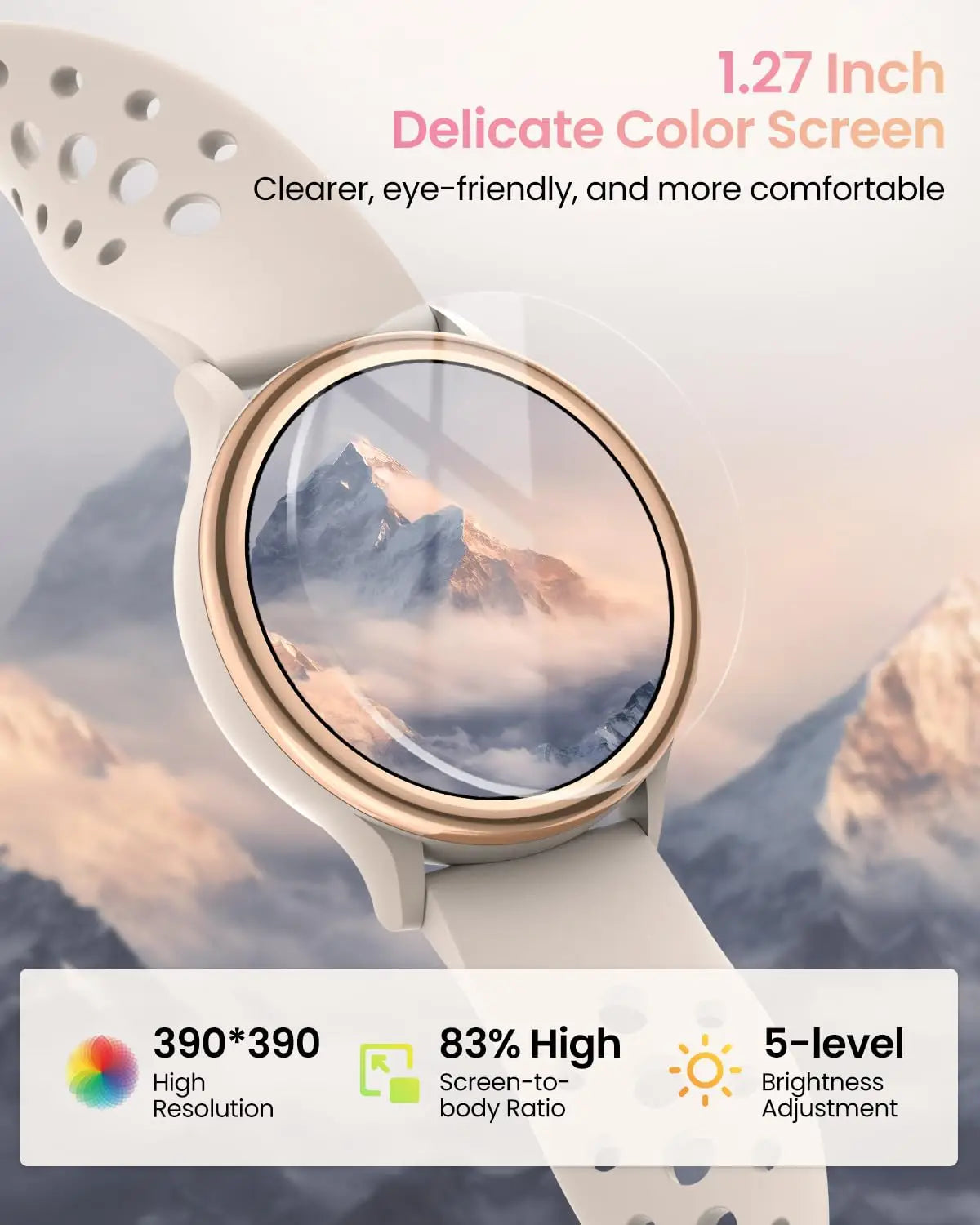 Bran Smartwatch For Women 1.27 Inch Fitness Tracker With Over 400 Watch Faces