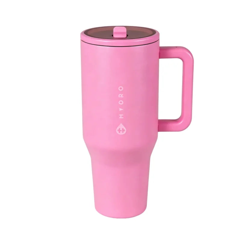 Stainless Steel Water Bottle With Flip Straw And Handle