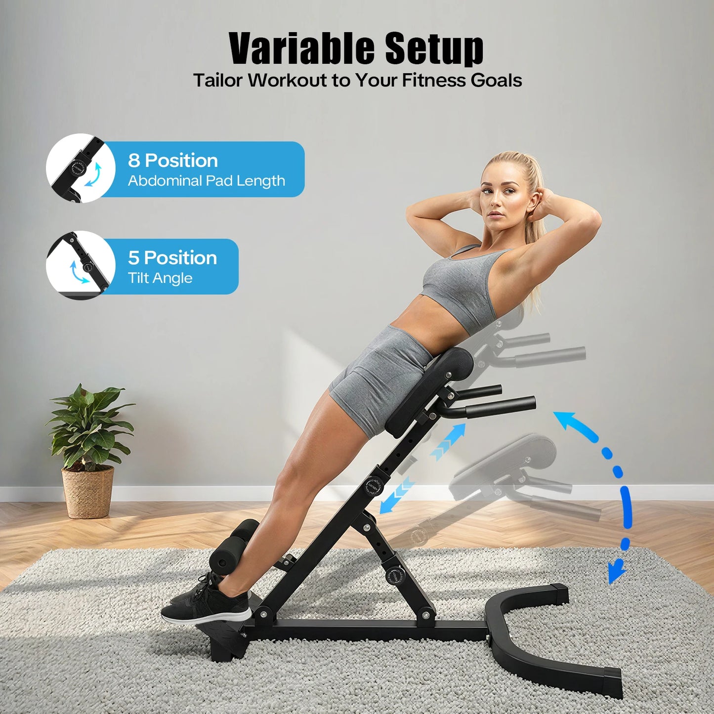 Back Extension Roman Chair Steel Frame Foldable Hyperextension Bench
