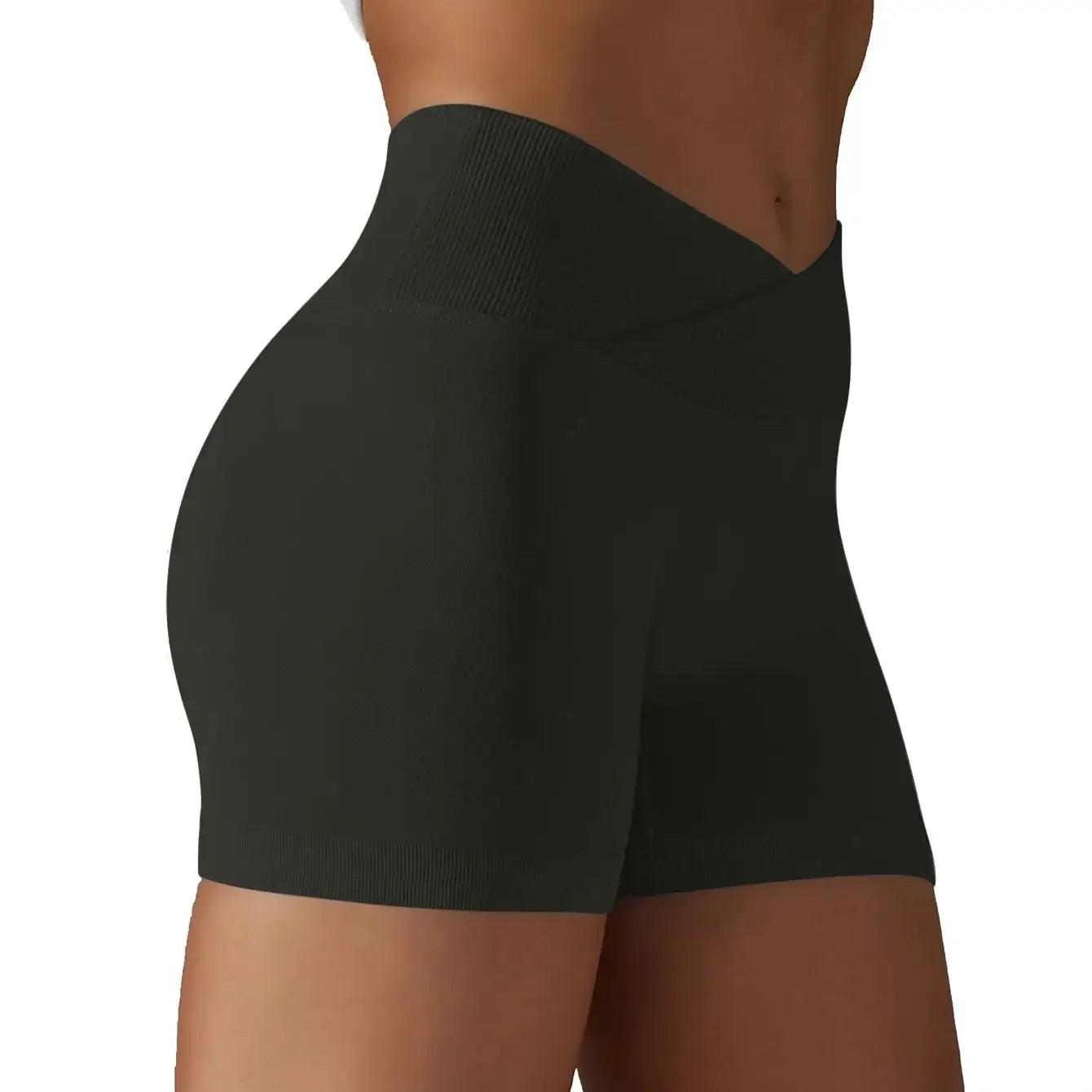 Women Cross Waist High Waisted Biker Shorts For Yoga Running
