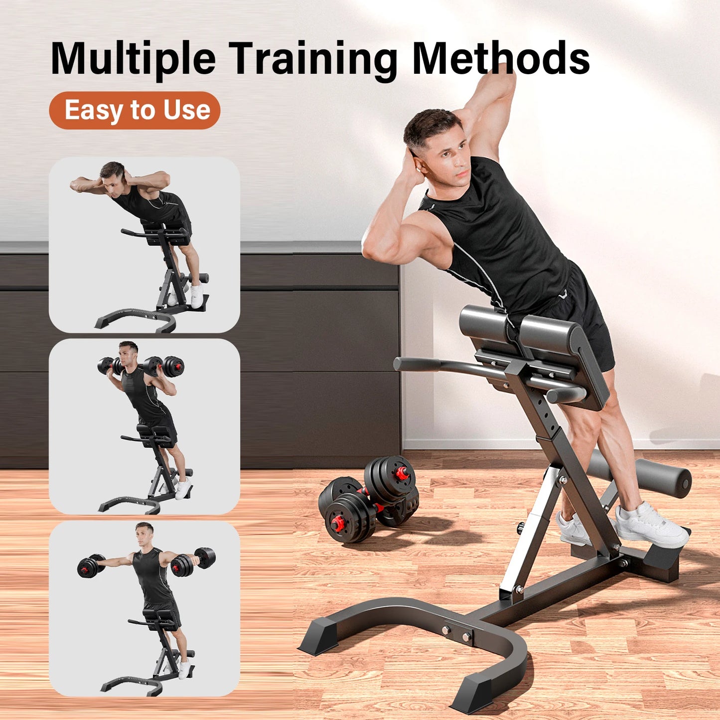 Foldable Hyperextension Roman Chair Bench For Core Strength At Home