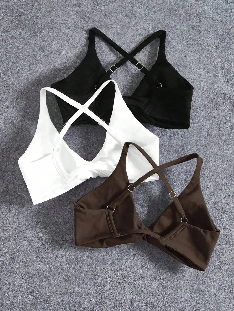 Seamless Yoga Sports Bra Set With Twist Front And Cross Back