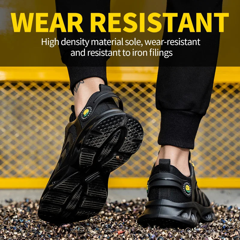 Breathable Lace Free Safety Shoes for Men with Puncture Protection
