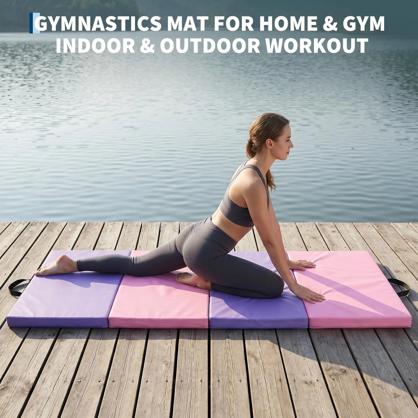 HiMISS Folding Gymnastics Mat For Home Gym Yoga Pilates Tumbling