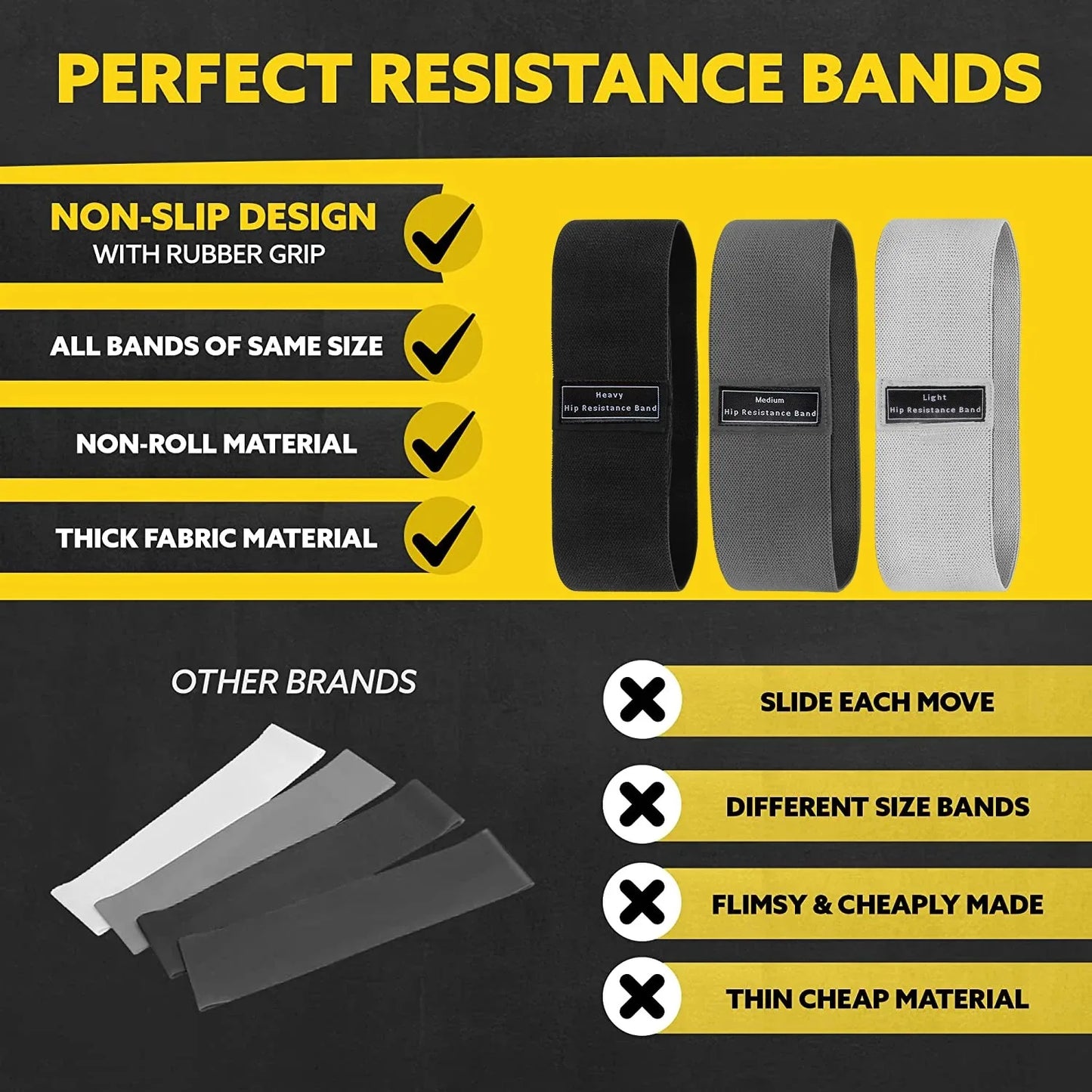 Glute Thigh Elastic Fabric Resistance Bands for Booty and Squat
