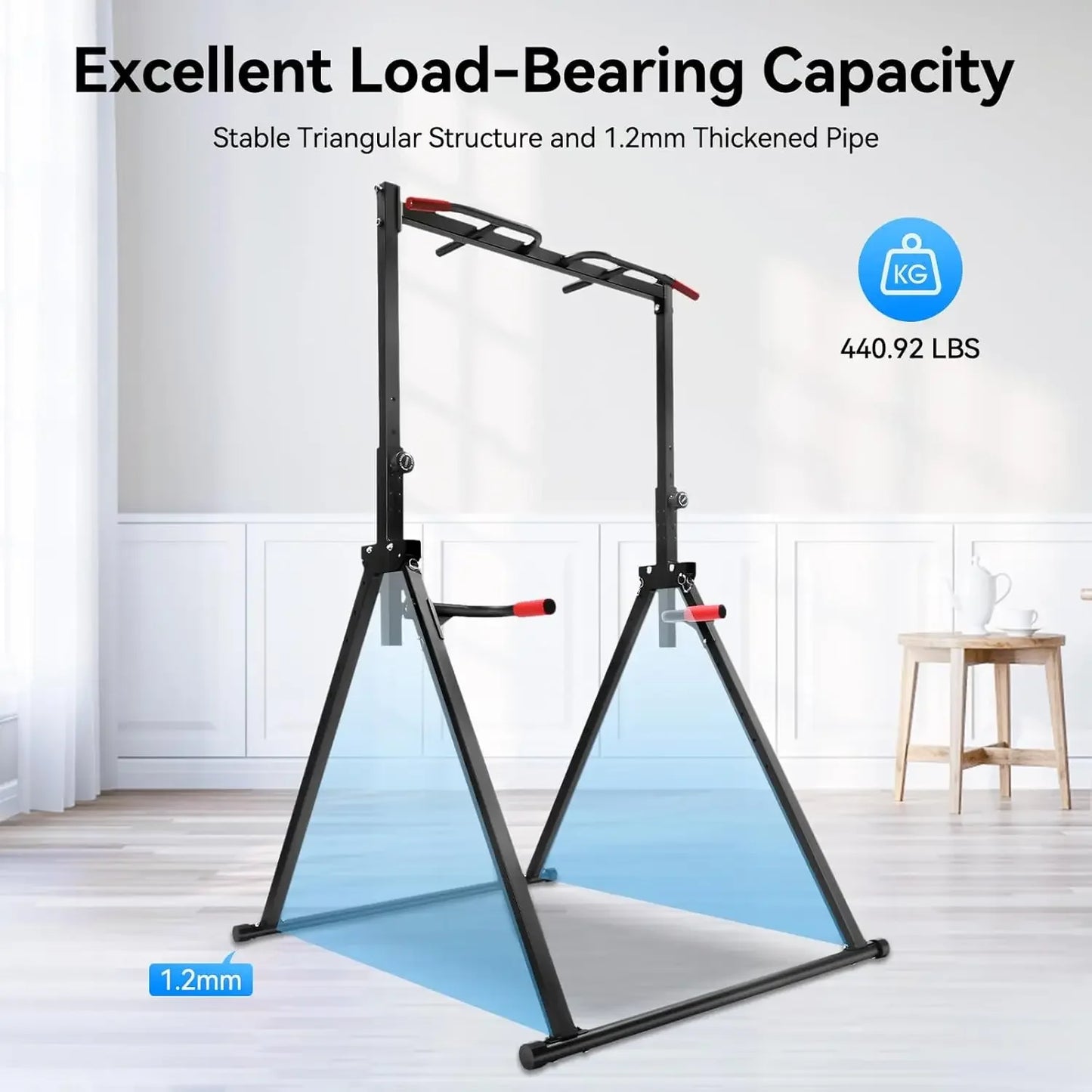 Power Tower Pull Up Bar Dip Station With Height Adjustable Free Standing