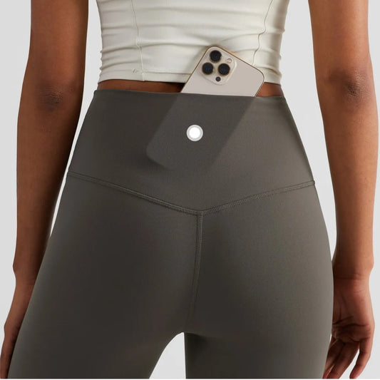 Back Pocket High Waist Yoga Leggings For Women Cropped Gym