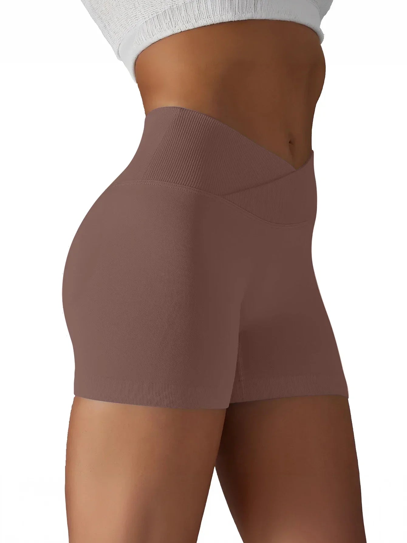 Women Cross Waist High Waisted Biker Shorts For Yoga Running