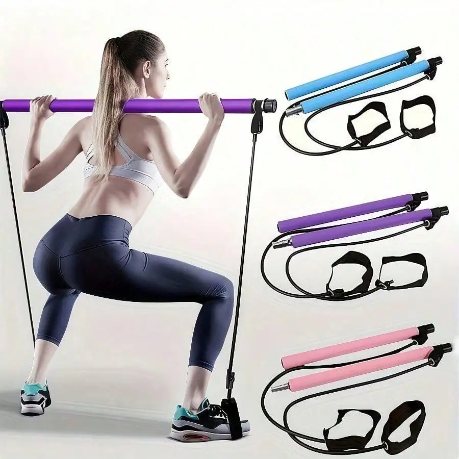 Pilates Bar Accessories Set With Resistance Bands For Home Gym Yoga