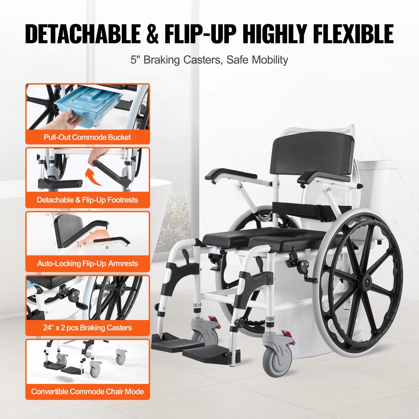 Shower Wheelchair For Inside Shower Rolling Chair 300 Lb Capacity