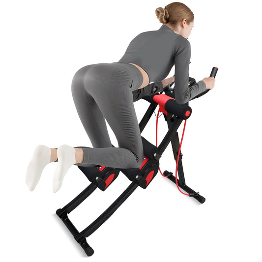 Foldable Ab Workout Machine With Resistance Bands And LCD Display