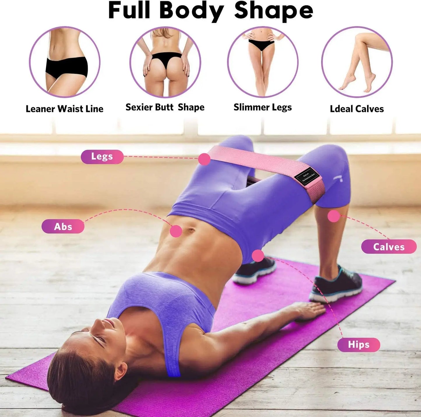 Resistance Bands Set For Workout And Pilates Yoga Home Gym