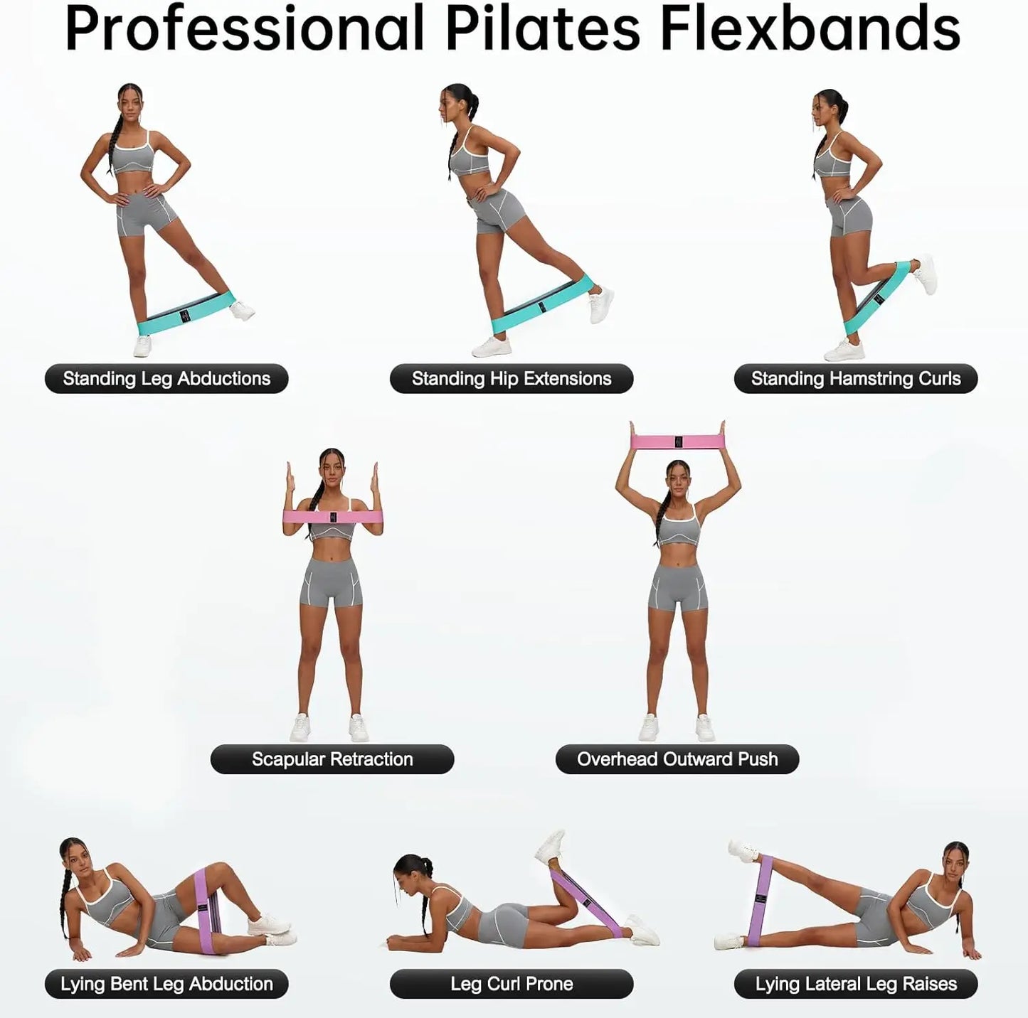 Resistance Bands Set For Workout And Pilates Yoga Home Gym
