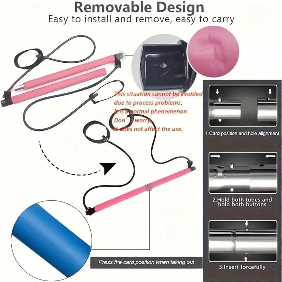 Pilates Bar Accessories Set With Resistance Bands For Home Gym Yoga