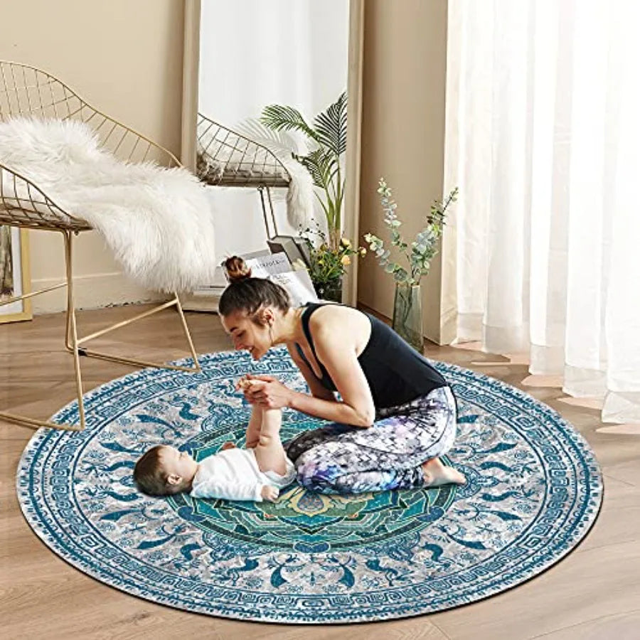 Round Yoga Mat Extra Thick Ultra Comfortable Non Slip Meditation