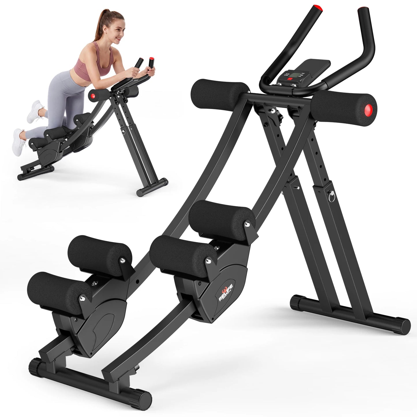 Dual Track Ab Machine Foldable Core Trainer With LCD Display 440 Lbs Capacity