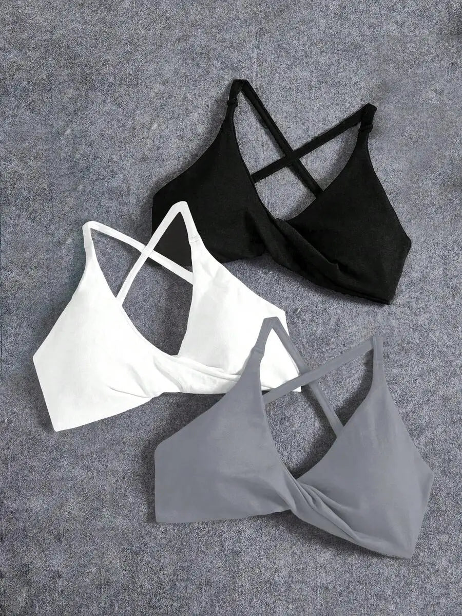 Seamless Yoga Sports Bra Set With Twist Front And Cross Back