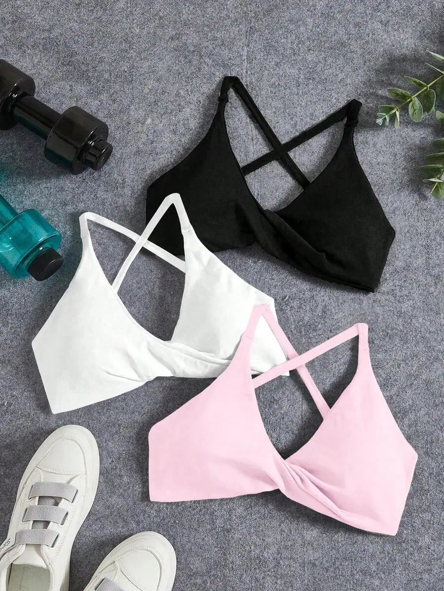 Seamless Yoga Sports Bra Set With Twist Front And Cross Back