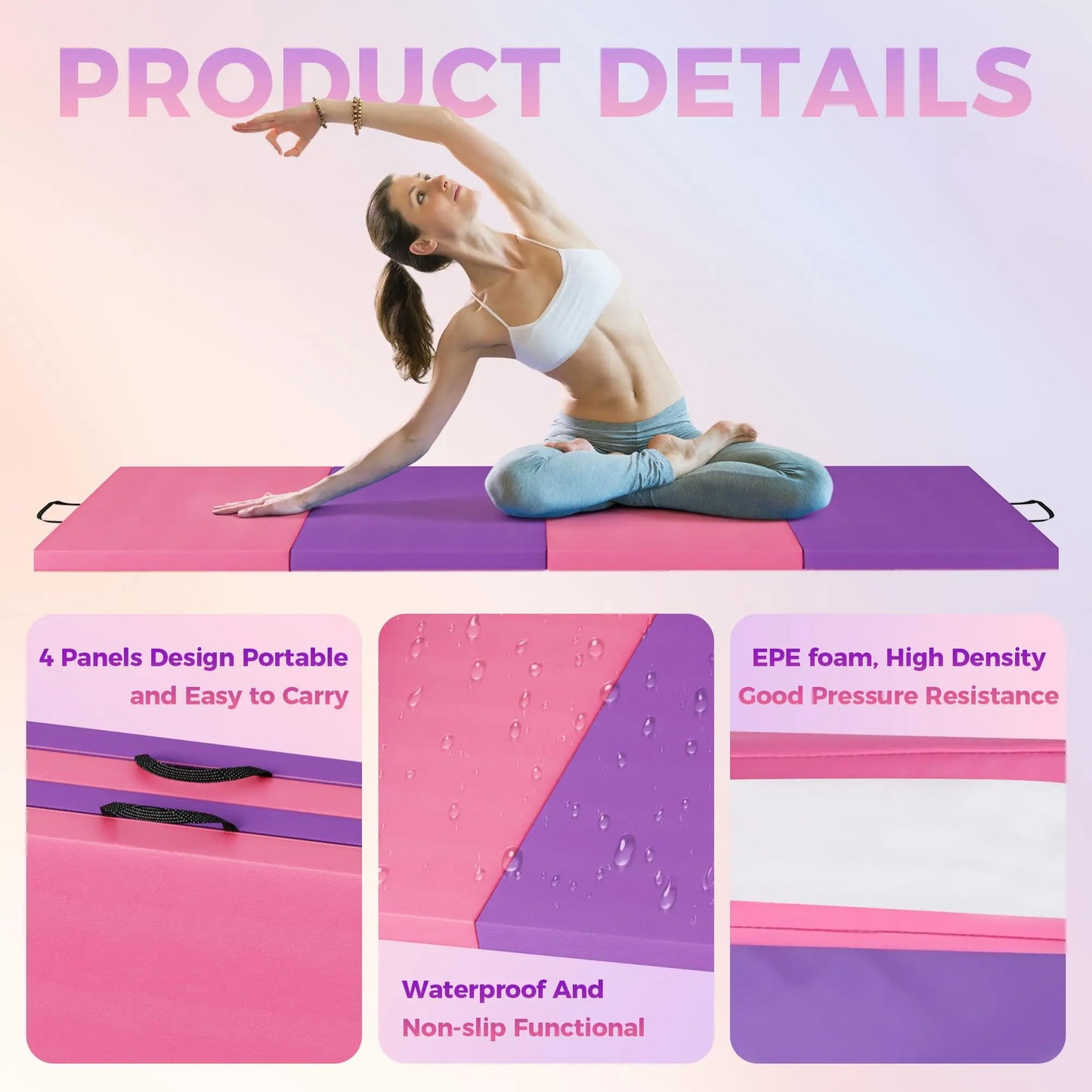 HiMISS Gymnastics Mat For Home Gym Tumbling And Yoga