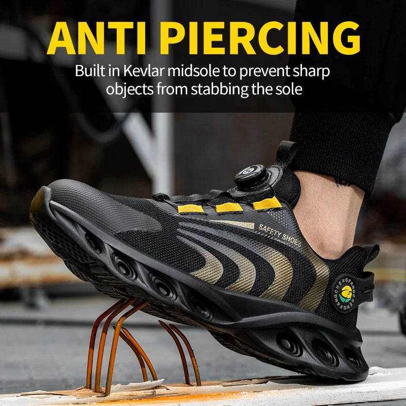Breathable Lace Free Safety Shoes for Men with Puncture Protection