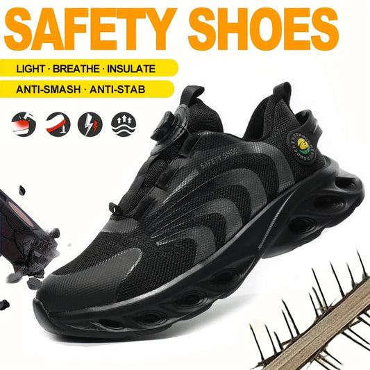 Breathable Lace Free Safety Shoes for Men with Puncture Protection