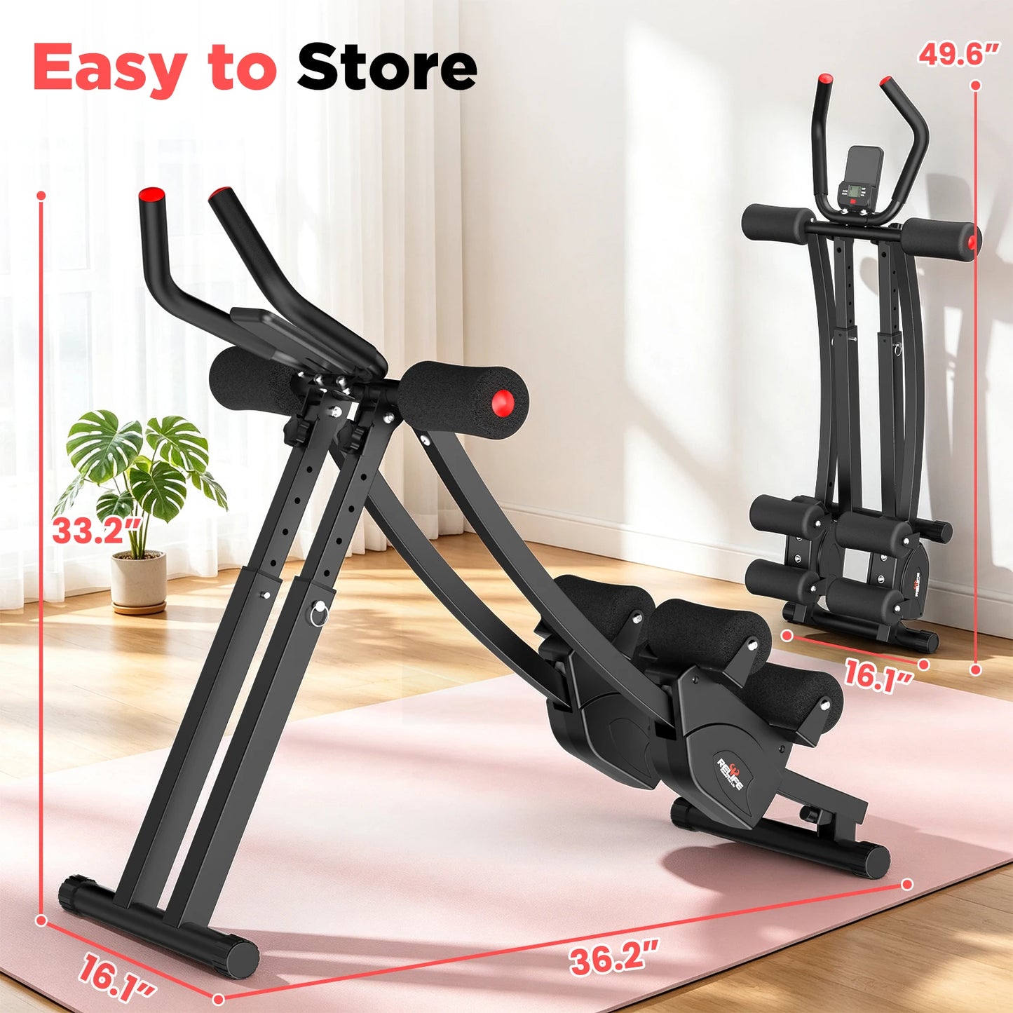 Dual Track Ab Machine Foldable Core Trainer With LCD Display 440 Lbs Capacity