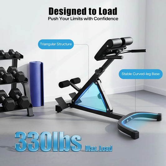 Back Extension Roman Chair Steel Frame Foldable Hyperextension Bench