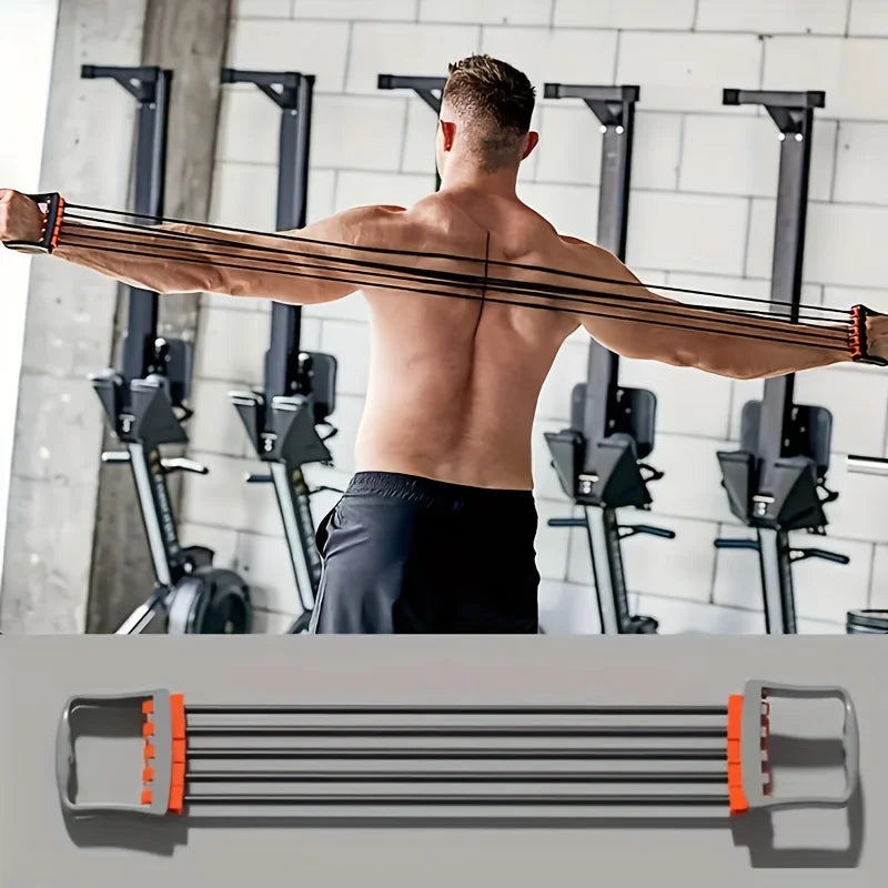 Novelty Moon Five Tube Chest Expander Adjustable Resistance 150 Lbs