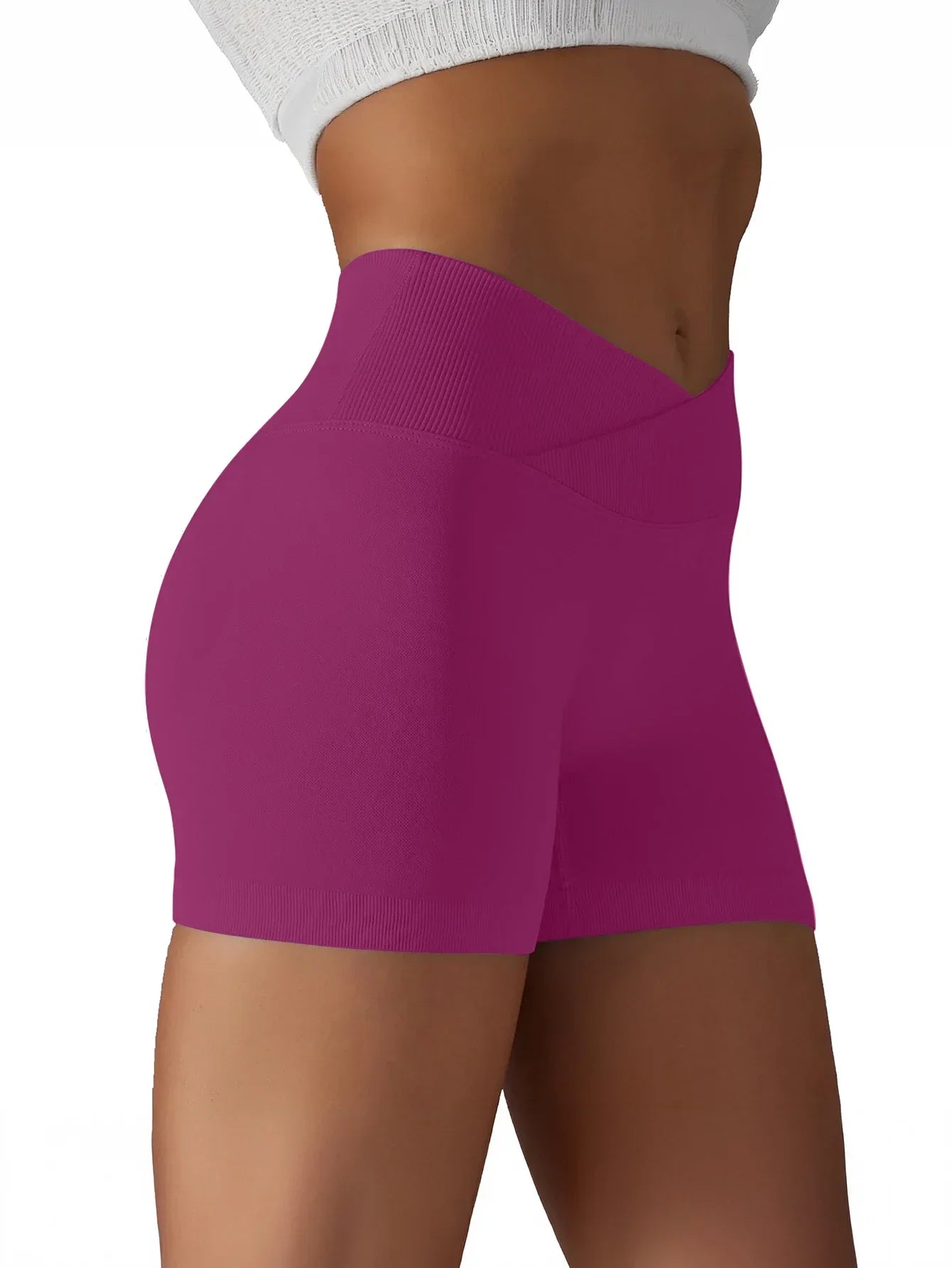 Women Cross Waist High Waisted Biker Shorts For Yoga Running