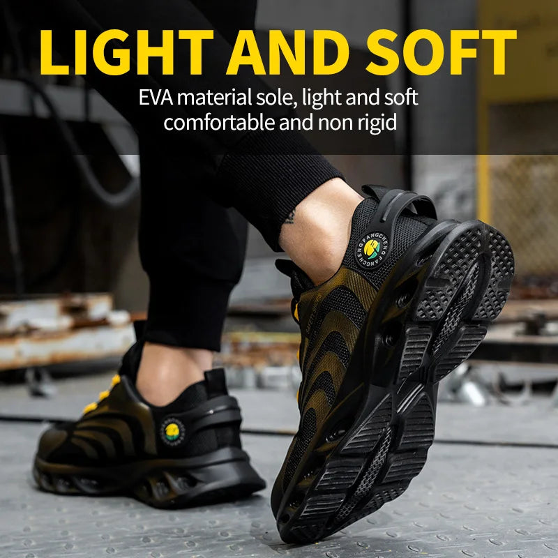 Breathable Lace Free Safety Shoes for Men with Puncture Protection