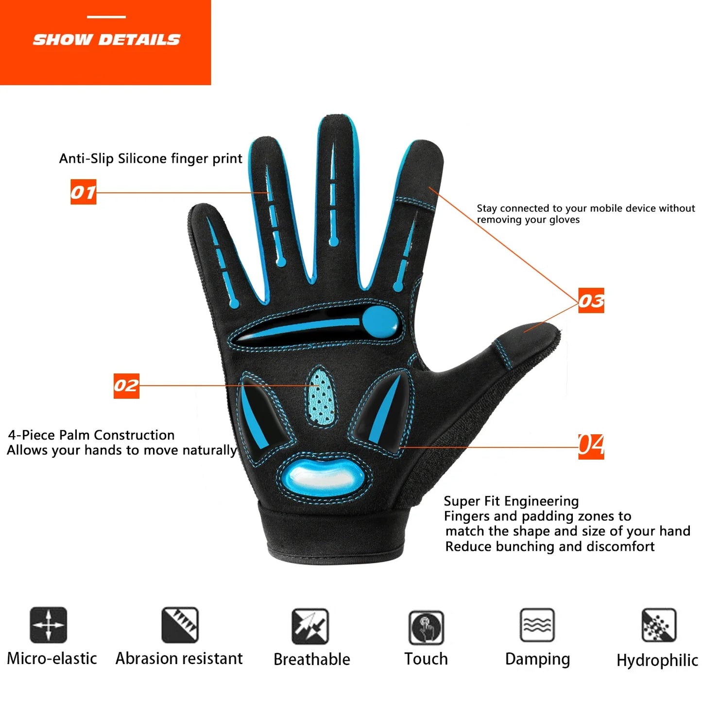 MOREOK Racing Gloves Motocross Breathable Non Slip Cycling Gloves