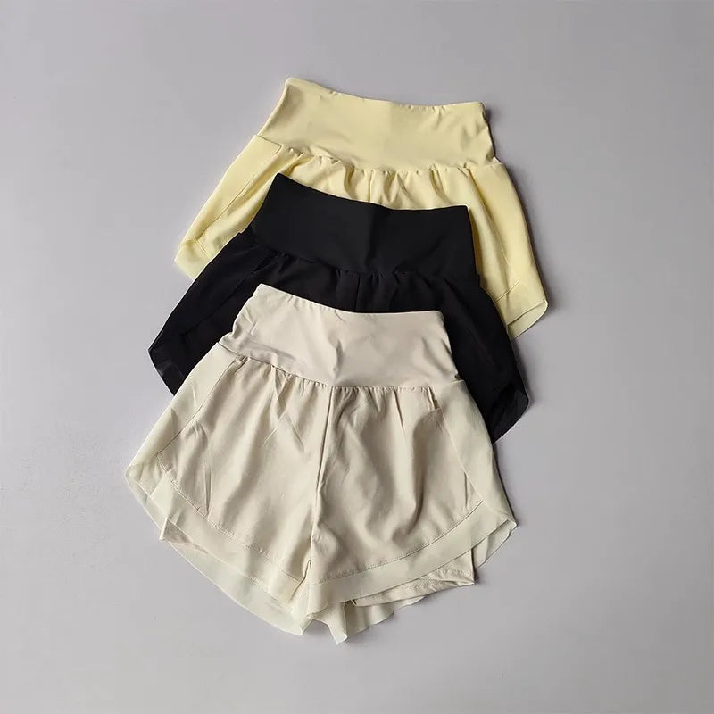 Women Two In One Quick Dry Mesh Fitness Running Shorts