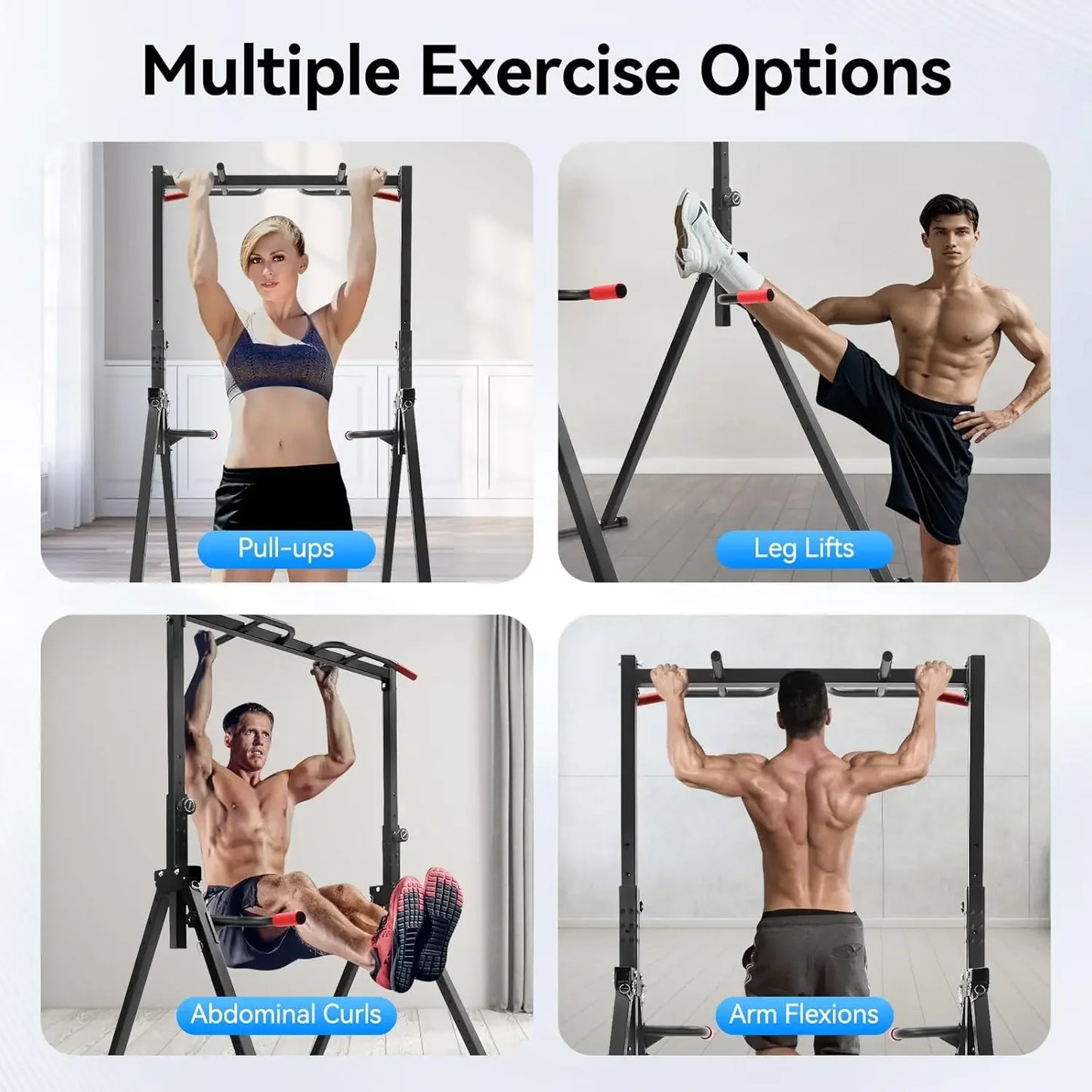 Power Tower Pull Up Bar Dip Station With Height Adjustable Free Standing