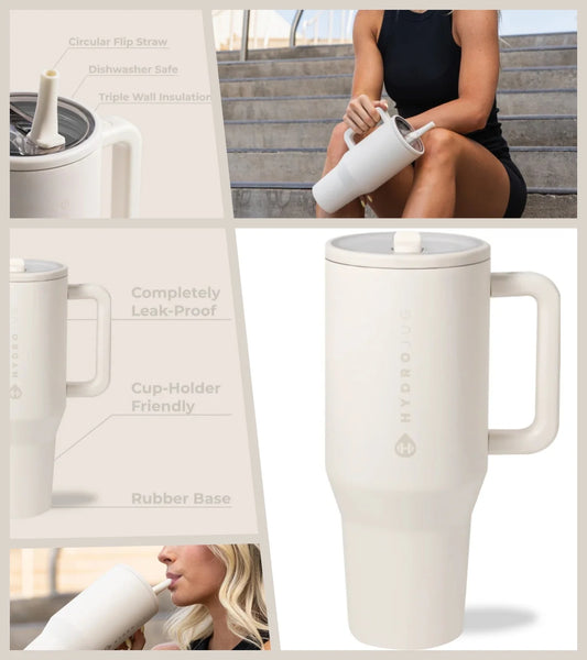 Traveler Flip Straw Tumbler Insulated Stainless Steel Water Bottle