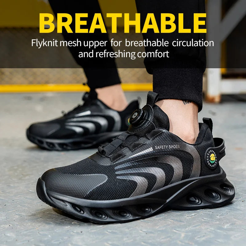Breathable Lace Free Safety Shoes for Men with Puncture Protection