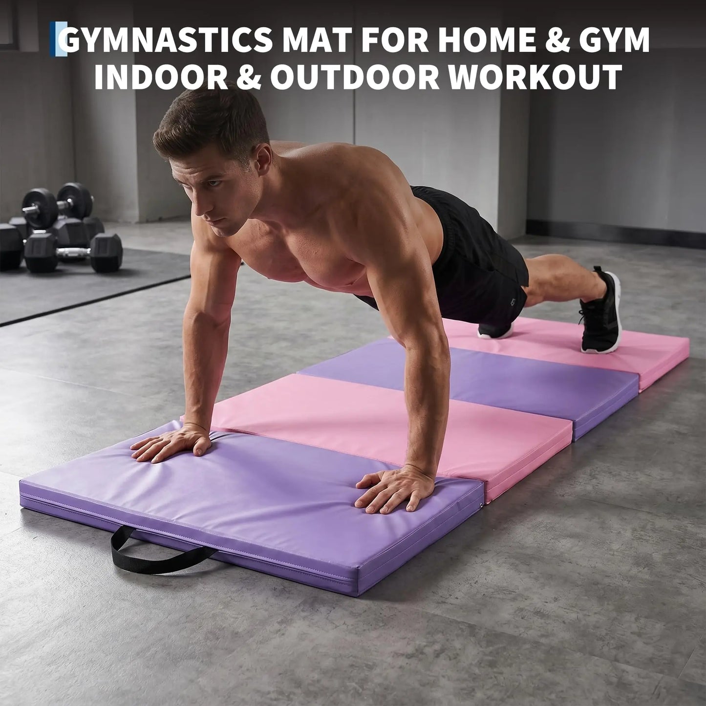 HiMISS Folding Gymnastics Mat For Home Gym Yoga Pilates Tumbling