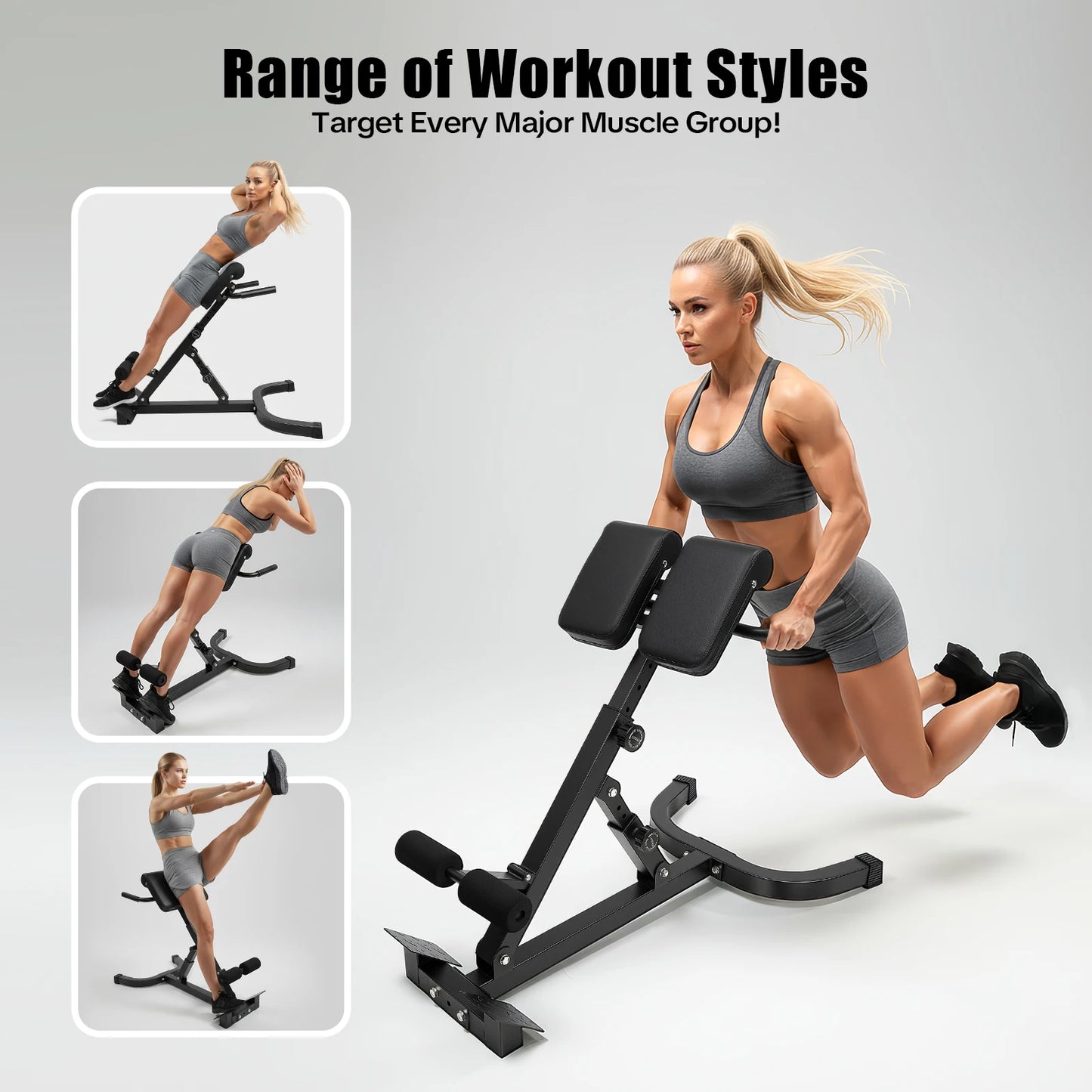 Back Extension Roman Chair Steel Frame Foldable Hyperextension Bench