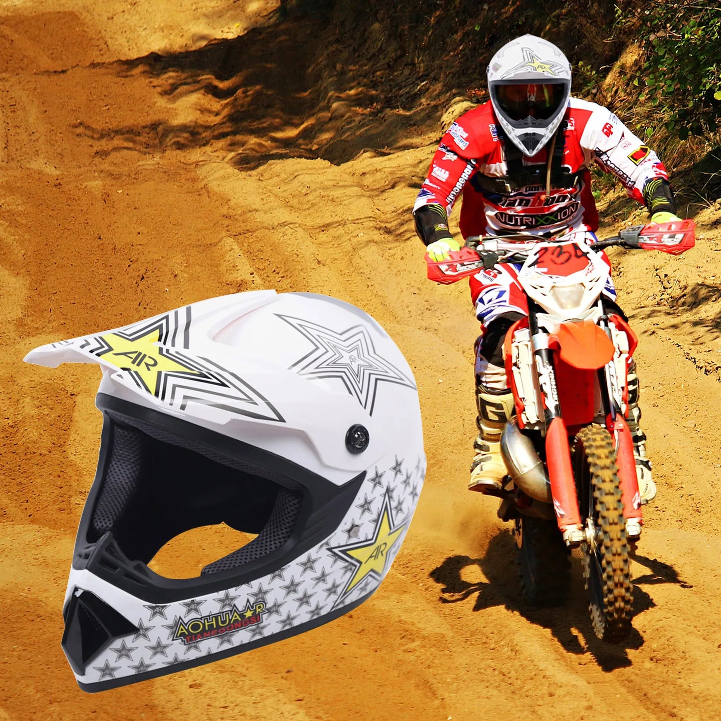 Youth Off Road Dirt Bike Racing Helmet Goggles Gloves Kit