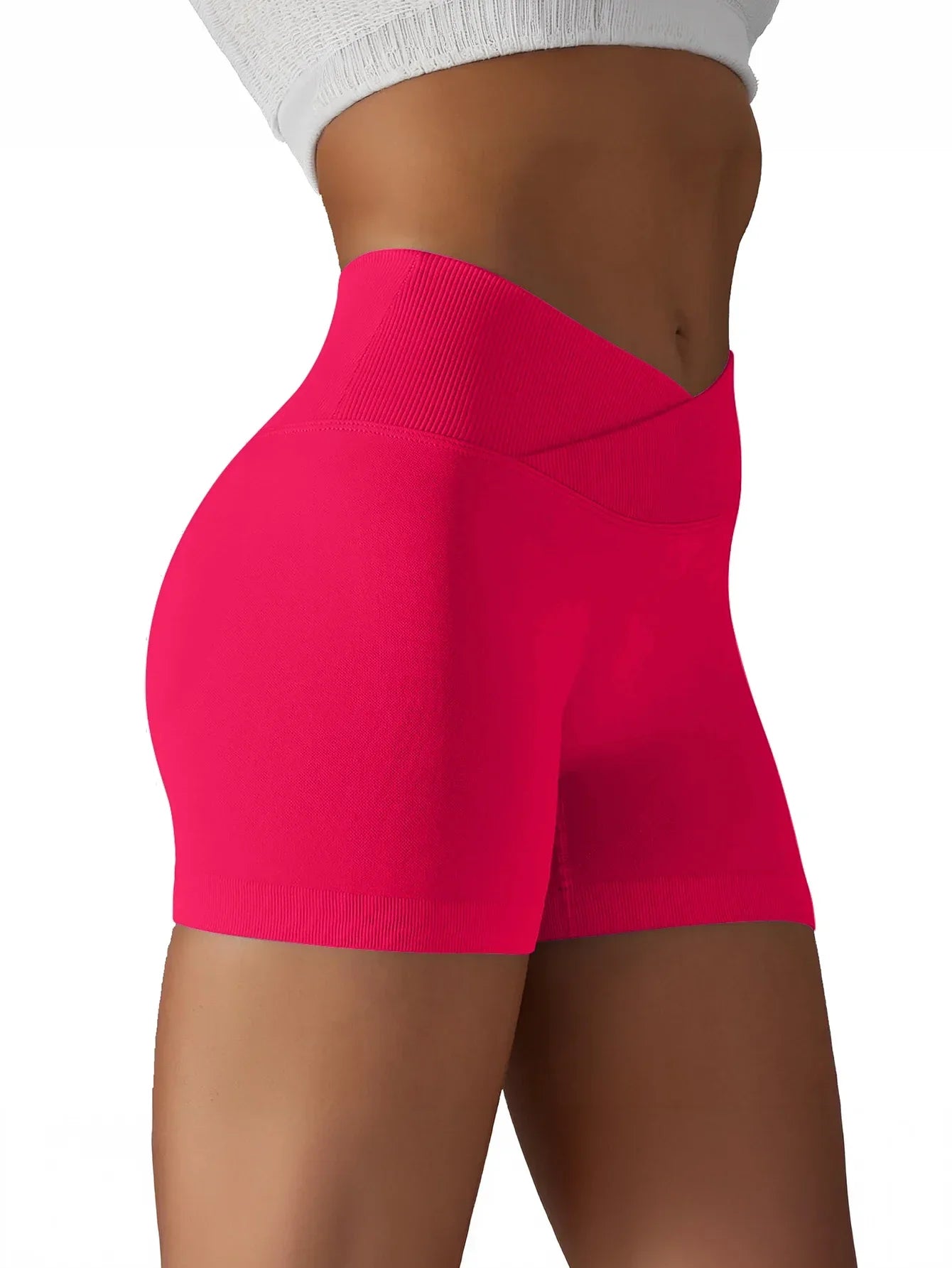 Women Cross Waist High Waisted Biker Shorts For Yoga Running