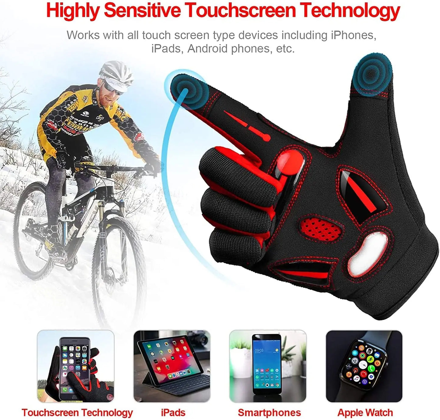 MOREOK Racing MTB Cycling Gloves Breathable Non Slip Touch Screen
