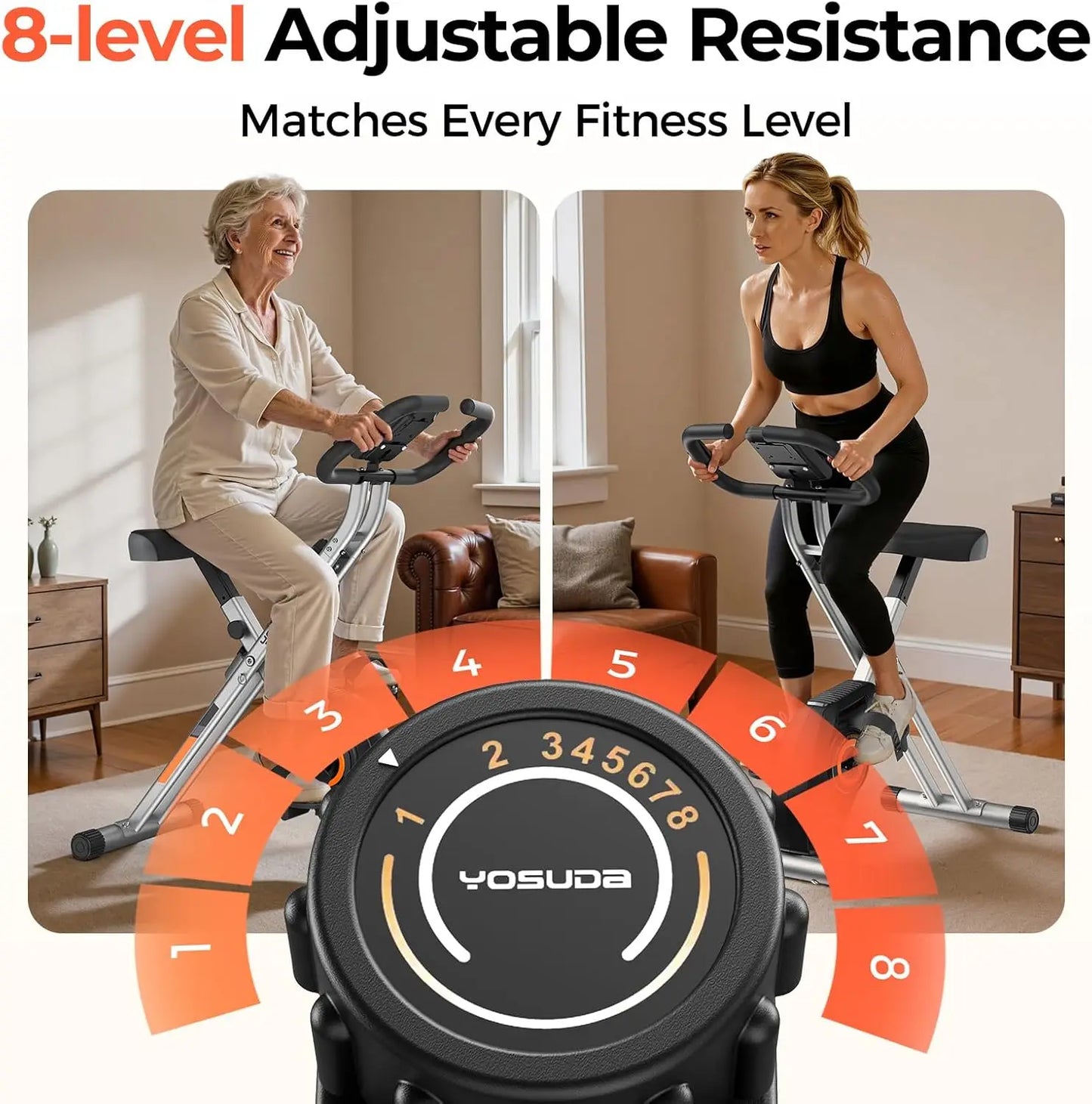YOSUDA Folding Exercise Bike for Home Gym Cardio Training