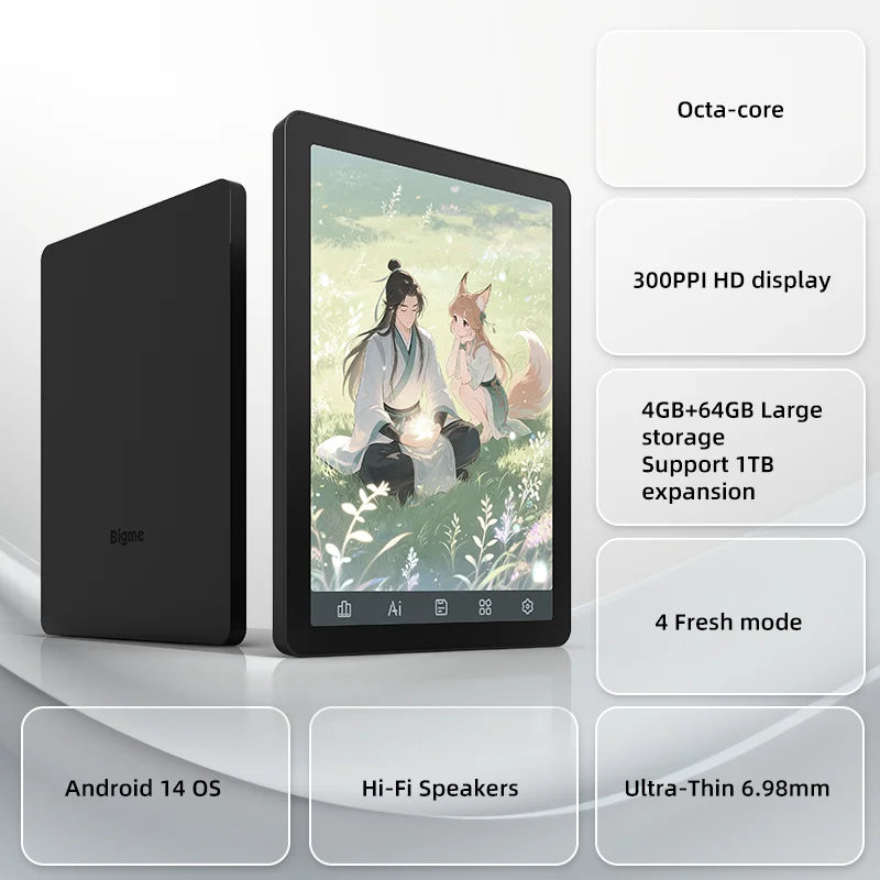 BIGME B6 Ebook Reader With Android 14 OS Front Light