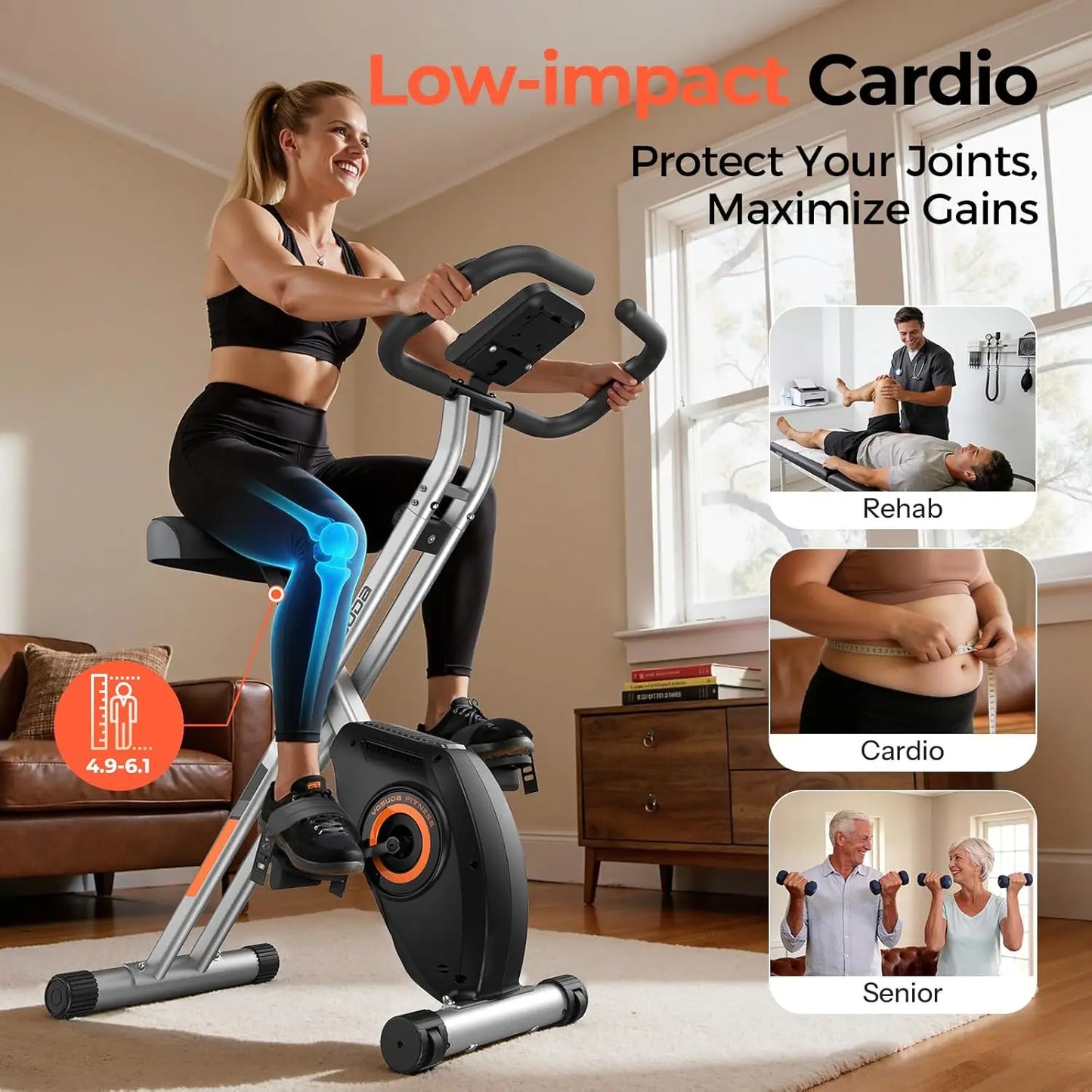 YOSUDA Folding Exercise Bike for Home Gym Cardio Training