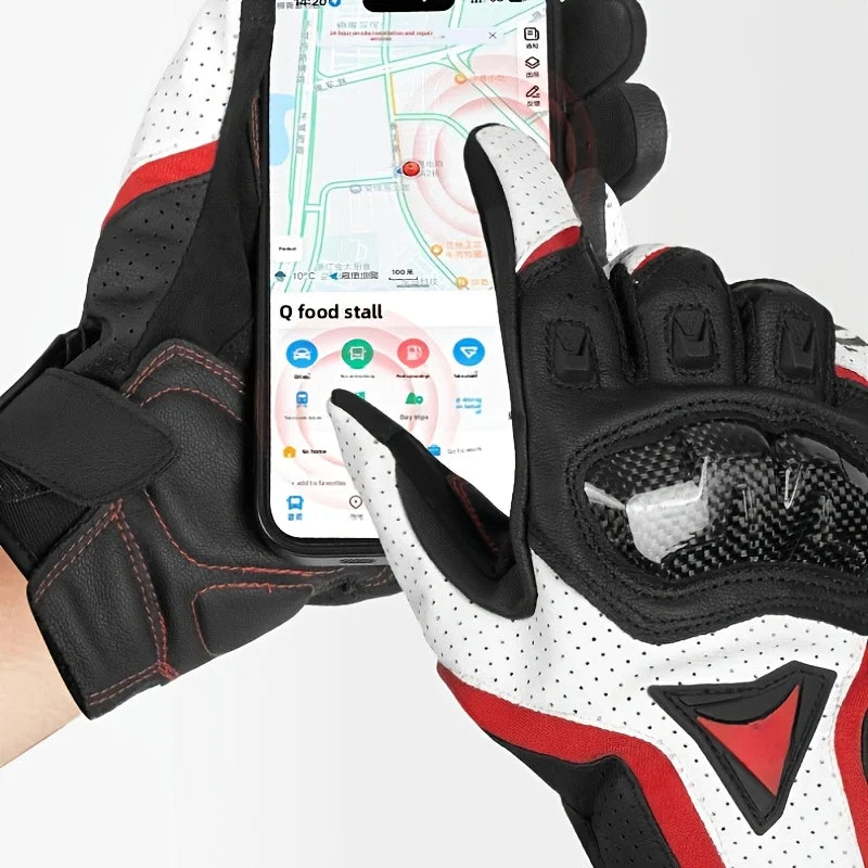 Men Motorcycle Riding Gloves Carbon Fiber Protective Gear For Summer